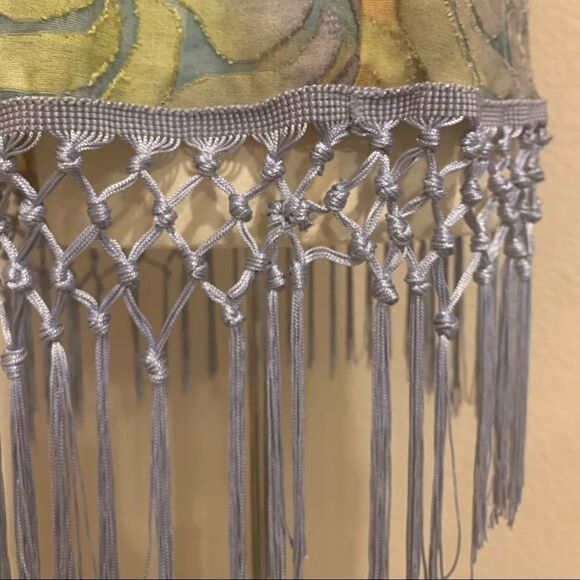 Sleeveless Lime & Periwinkle Tassel Burn Out Top S - Picture 8 of 12